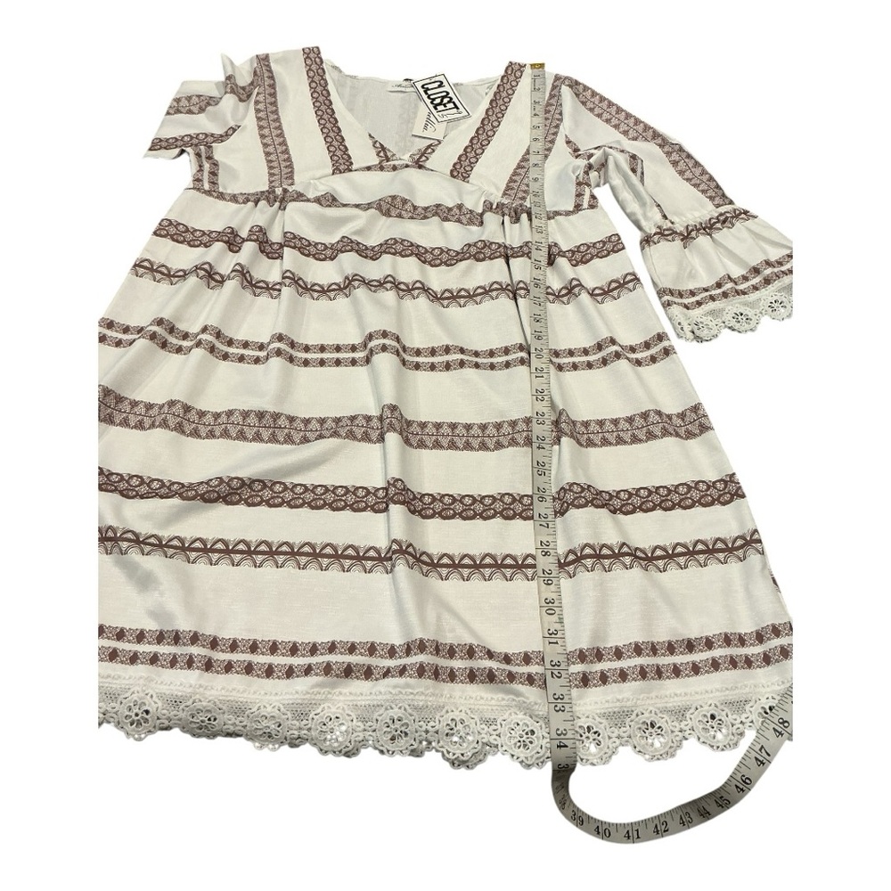 Amellia Women’s Boho Midi Dress Embroidered White Brown Size Large - Picture 4 of 8